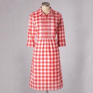 Boden Red Gingham Check Shirt Dress 10